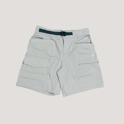 Cargo Shorts V2 - Birch White (with emerald teal belt)